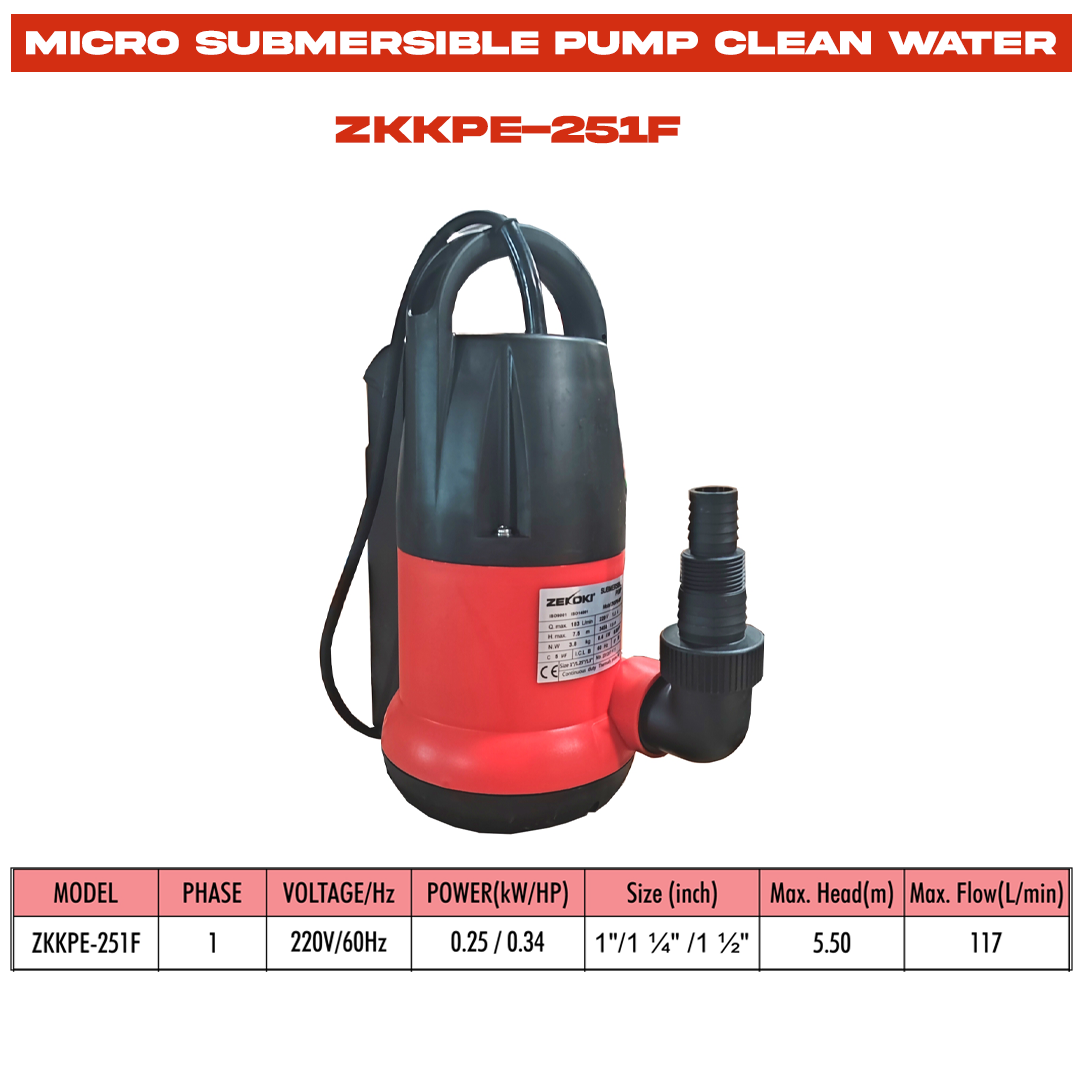 ZKKPE-251F MICRO SUBMERSIBLE PUMP (CLEAN WATER)