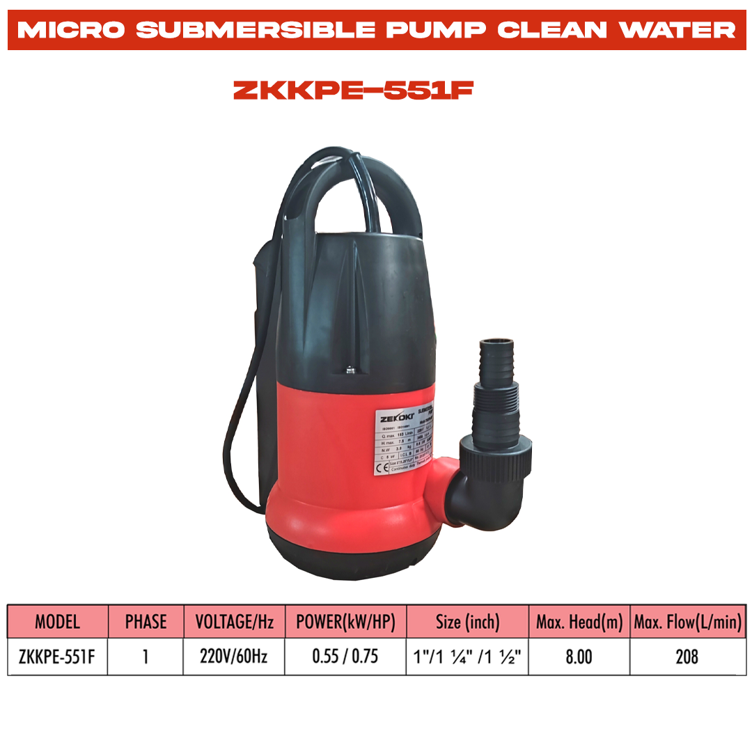 ZKKPE-551F MICRO SUBMERSIBLE PUMP (CLEAN WATER)