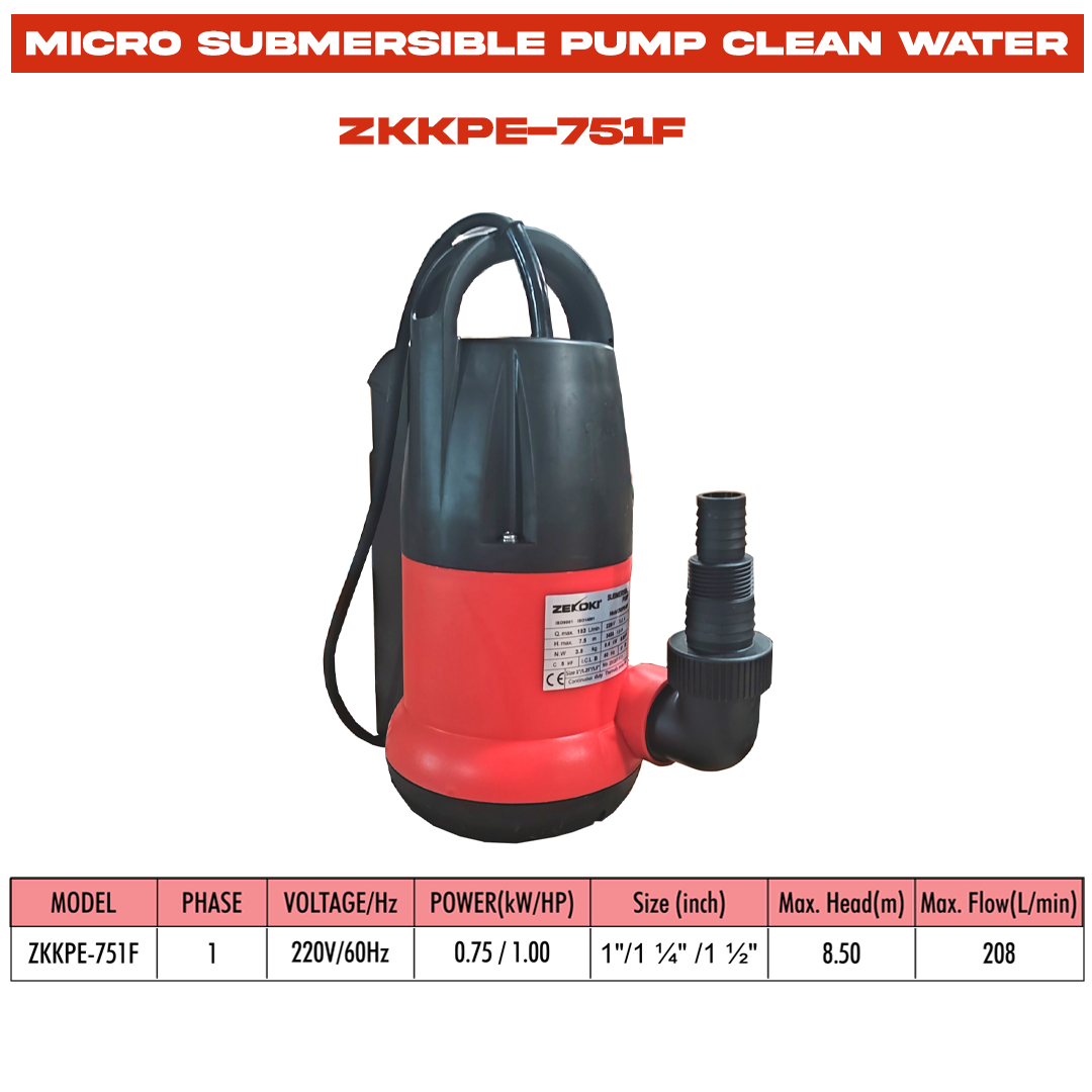 ZKKPE-751F MICRO SUBMERSIBLE PUMP (CLEAN WATER)