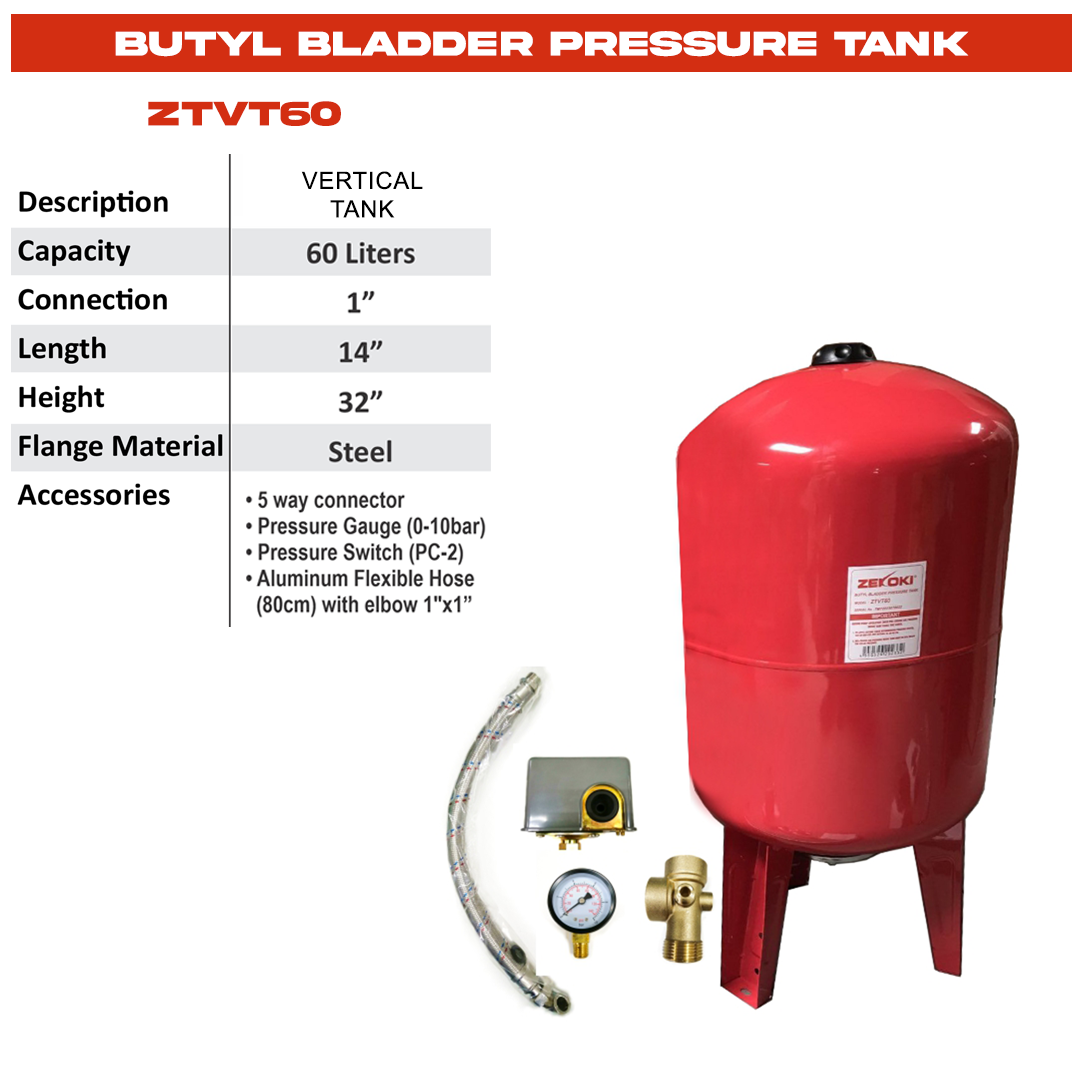 ZTVT60 BUTYL BLADDER PRESSURE TANK