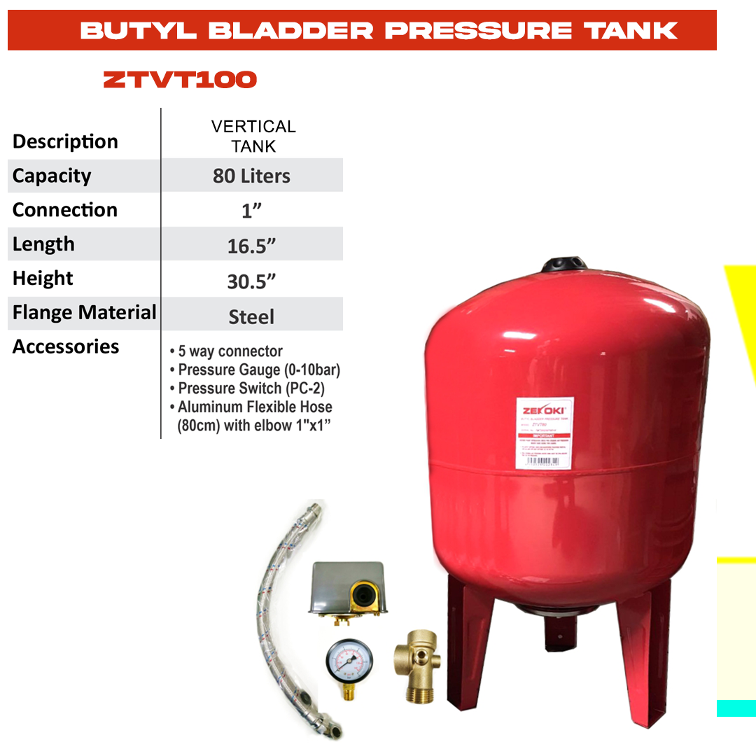 ZTVT100 BUTYL BLADDER PRESSURE TANK