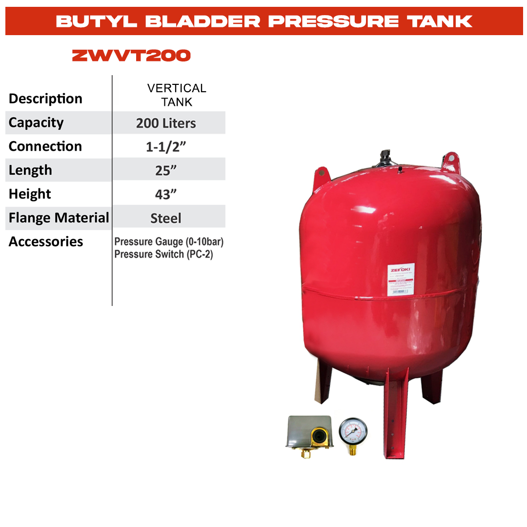 ZWVT200 BUTYL BLADDER PRESSURE TANK