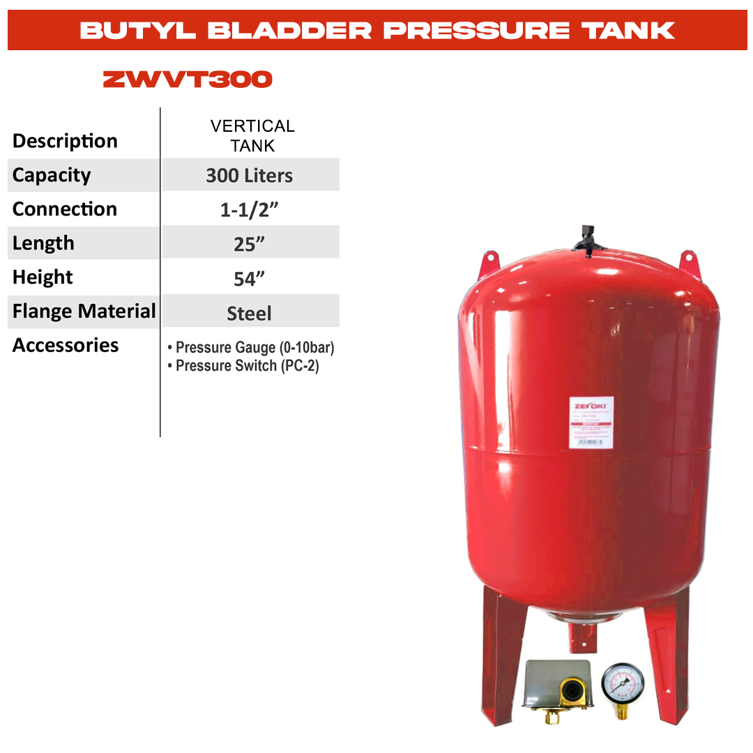 ZWVT300 BUTYL BLADDER PRESSURE TANK