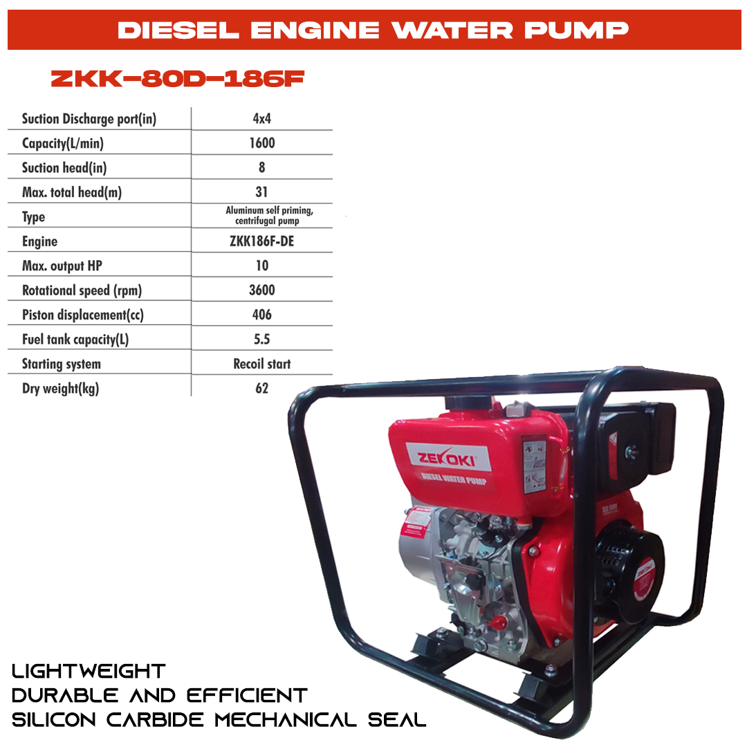 ZKK-80D-186F DIESEL ENGINE WATER PUMP