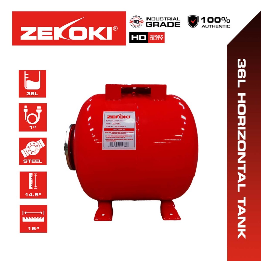 Zekoki Butyl Bladder Pressure Tank 36L Horizontal Tank